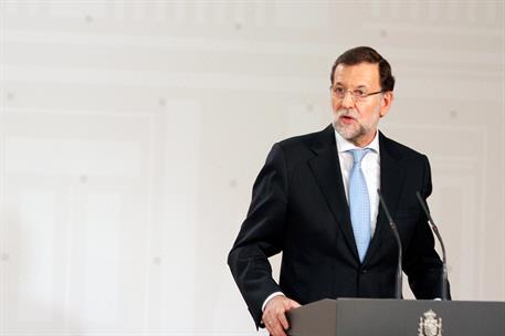 15/12/2014. Intervención de Rajoy tras la firma del Acuerdo para la Activación del Empleo. El presidente del Gobierno, Mariano Rajoy, durant...